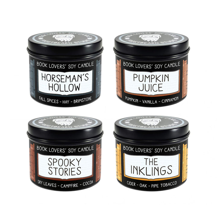 Fall Seasonal Pack  -  4 oz Tin  -  Book Lovers' Soy Candle  -  Frostbeard Studio