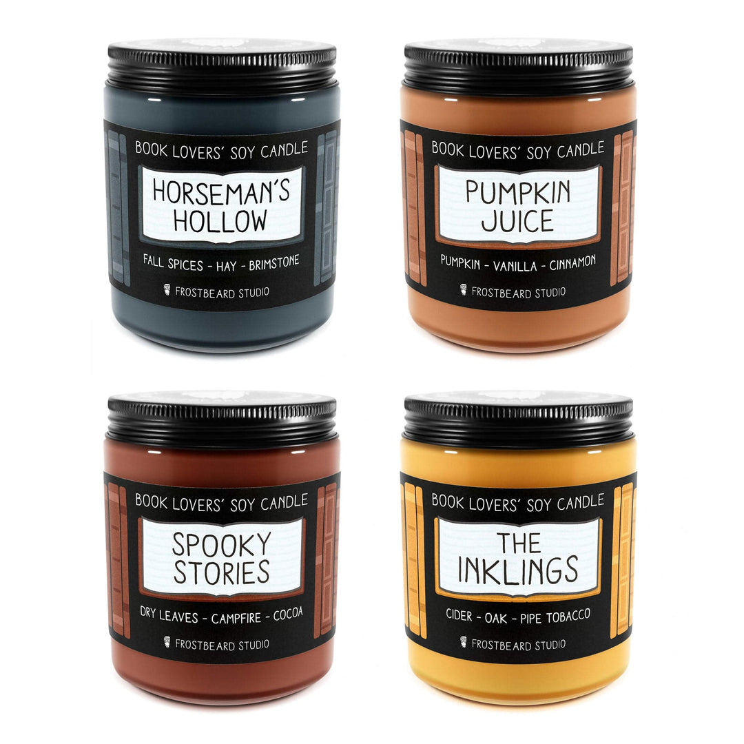 Fall Seasonal Pack  -  8 oz Jar  -  Book Lovers' Soy Candle  -  Frostbeard Studio