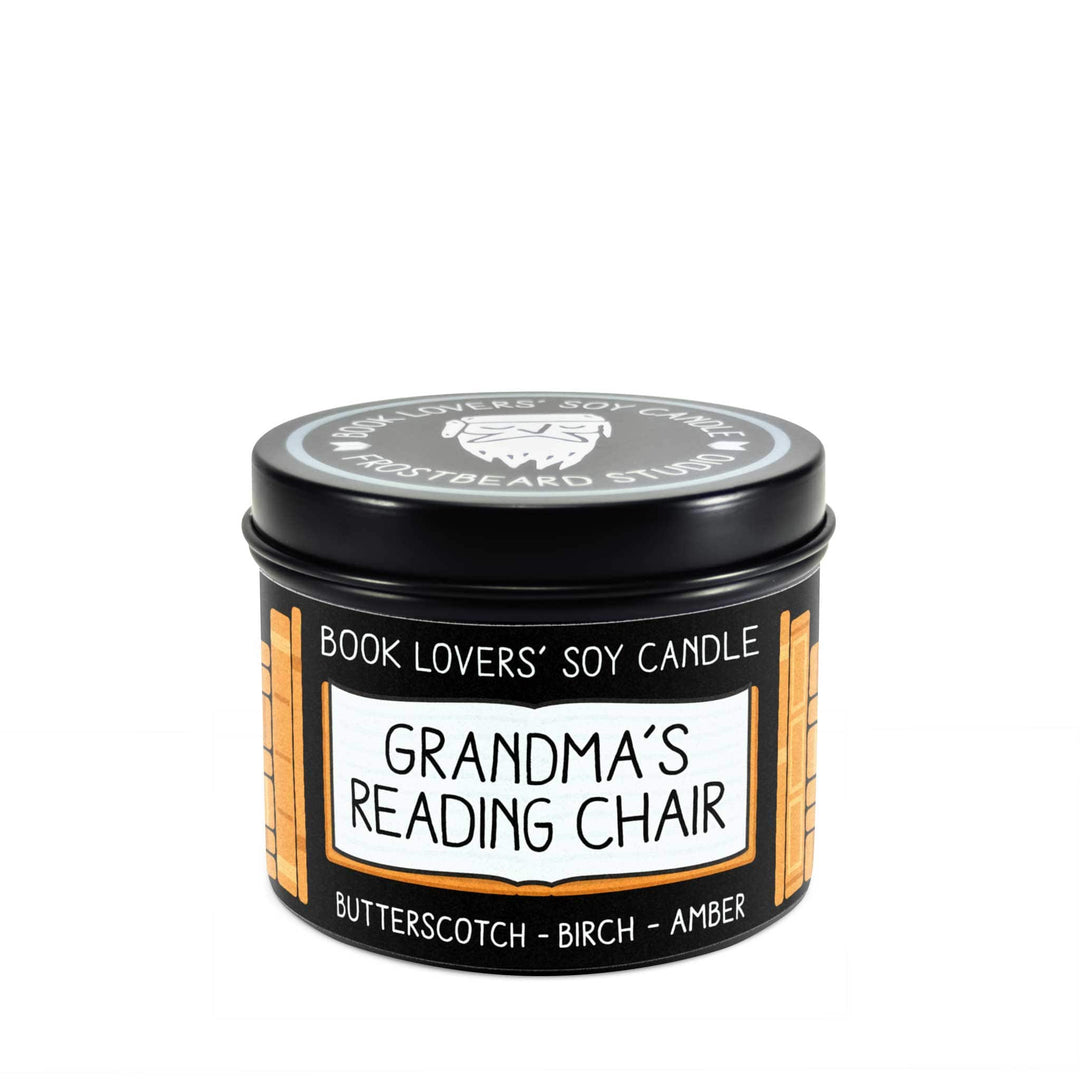 Grandma's Reading Chair  -  4 oz Tin  -  Book Lovers' Soy Candle  -  Frostbeard Studio