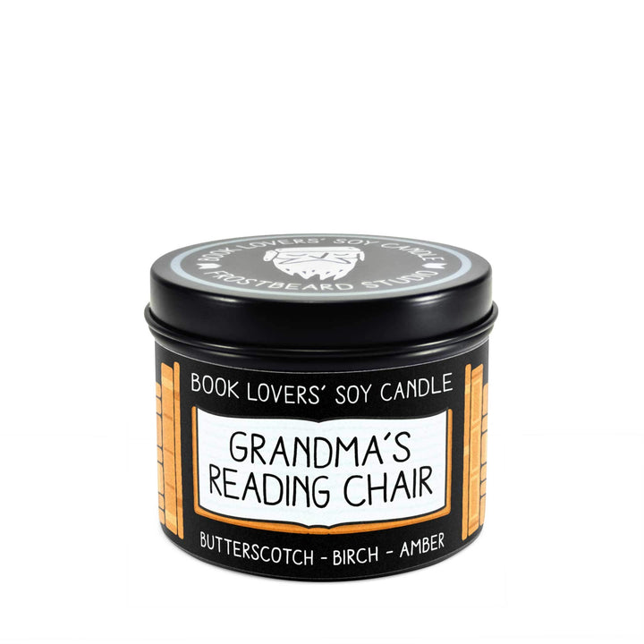 Grandma's Reading Chair  -  4 oz Tin  -  Book Lovers' Soy Candle  -  Frostbeard Studio